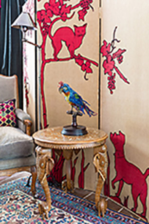 Side Table with Parrot Ornament
